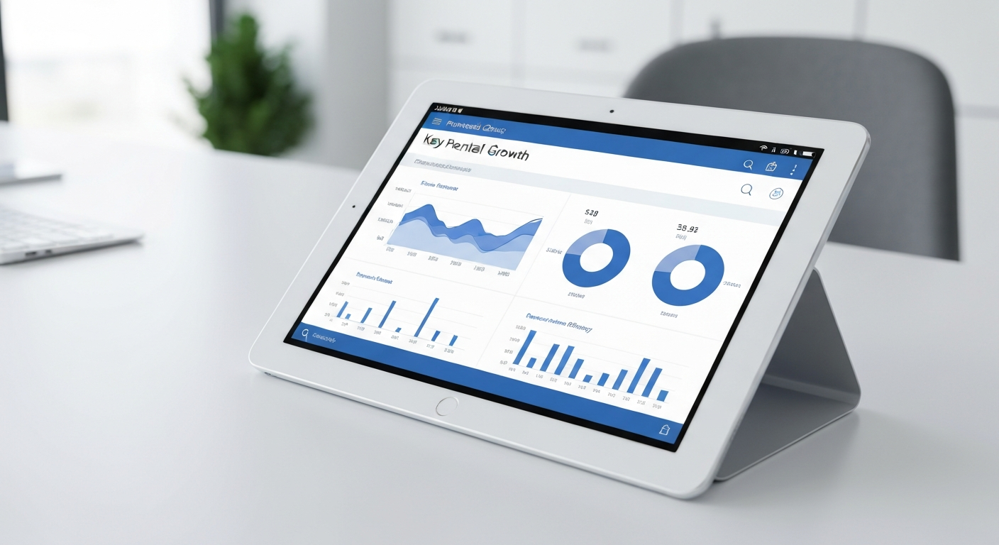 Dashboard moderno mostrando crescimento financeiro